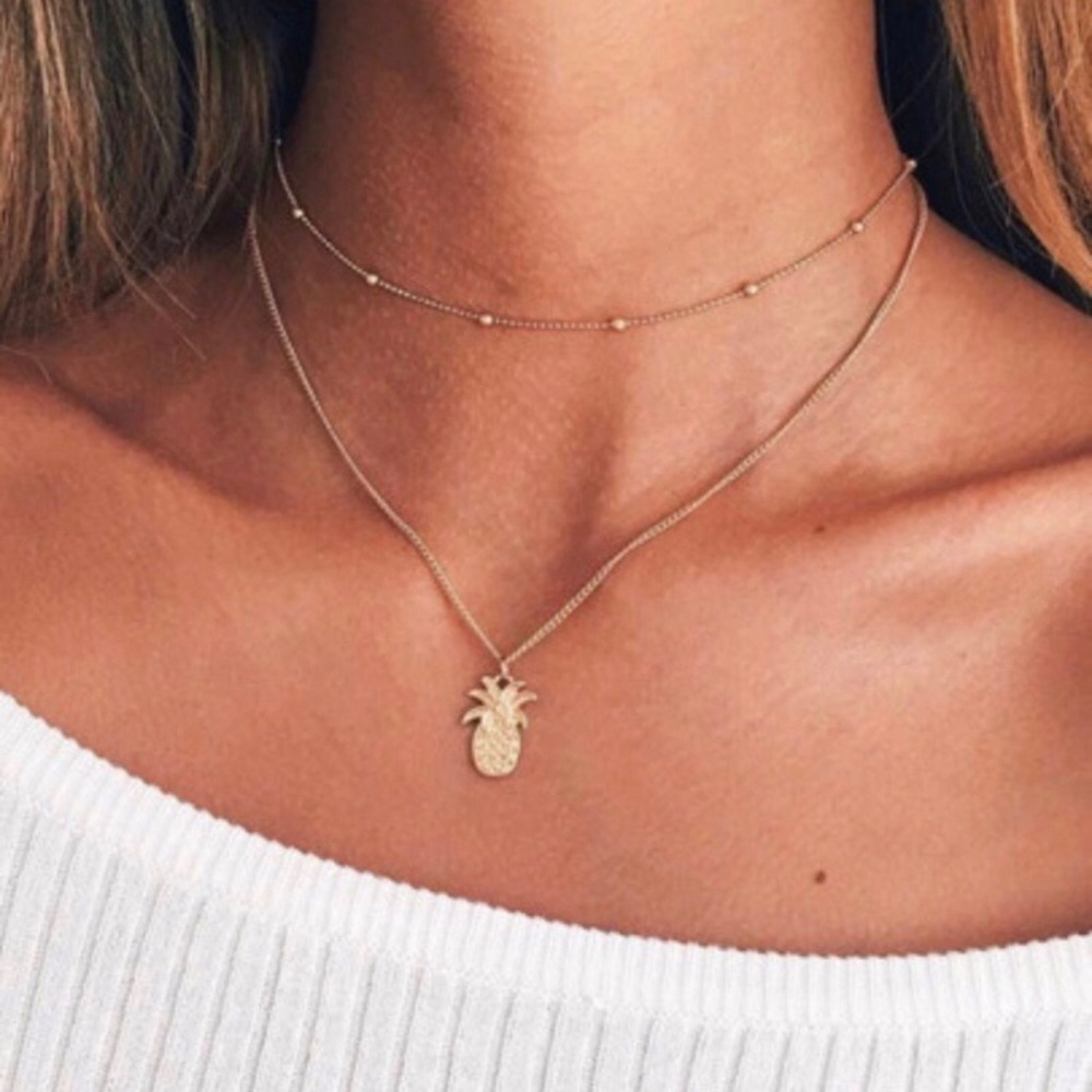 Pineapple Choker Necklace Gold